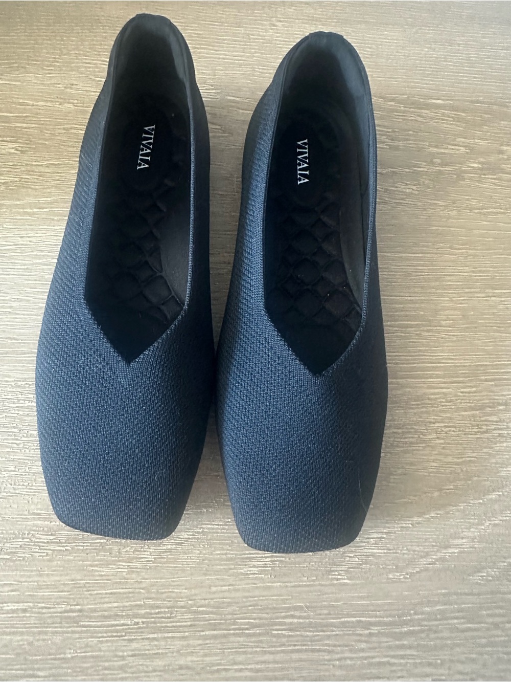 Vivaia Women's Black Knit Square-Toe Flats - Size 39 - Brand New